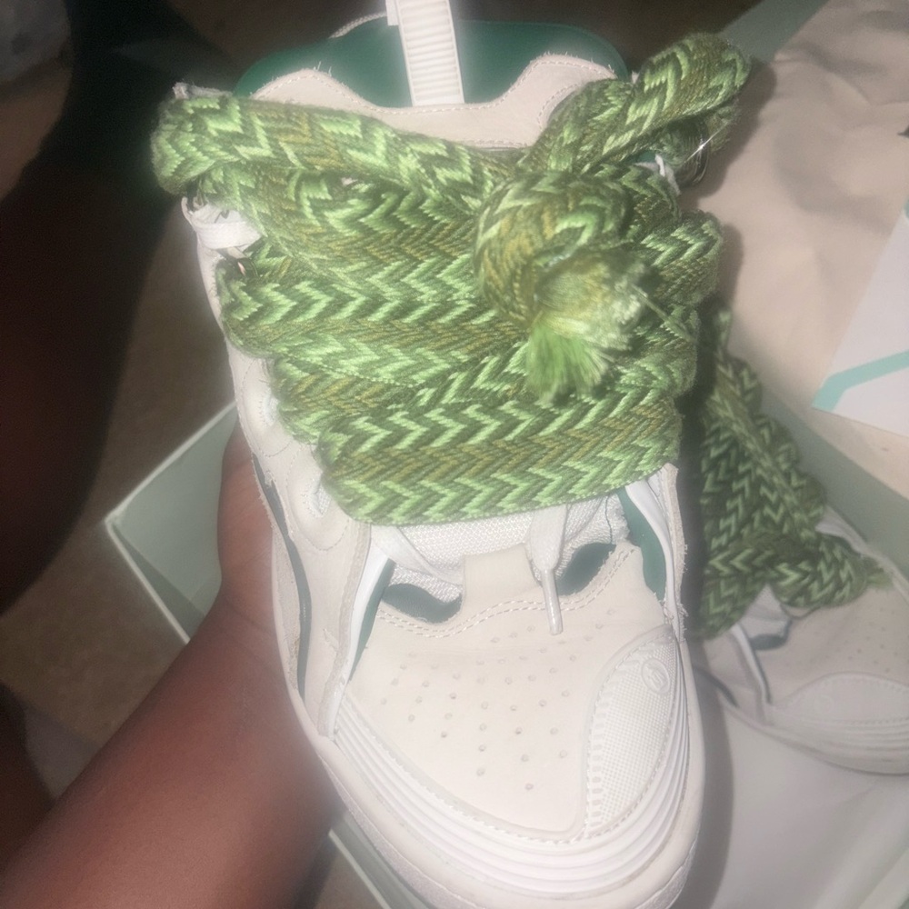 Lanvin Kids Sneakers in White and Green